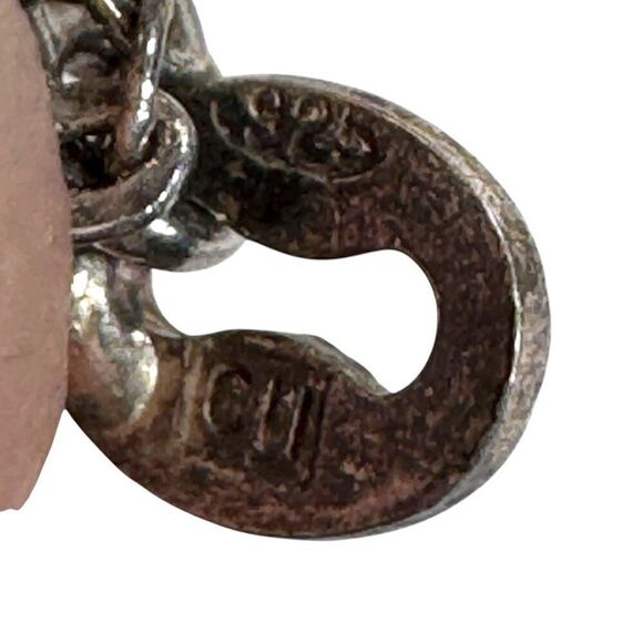 VTG Sterling Silver Pendant Necklace Coral Red Silver Mayan Calendar 22" Chain - Picture 6 of 8